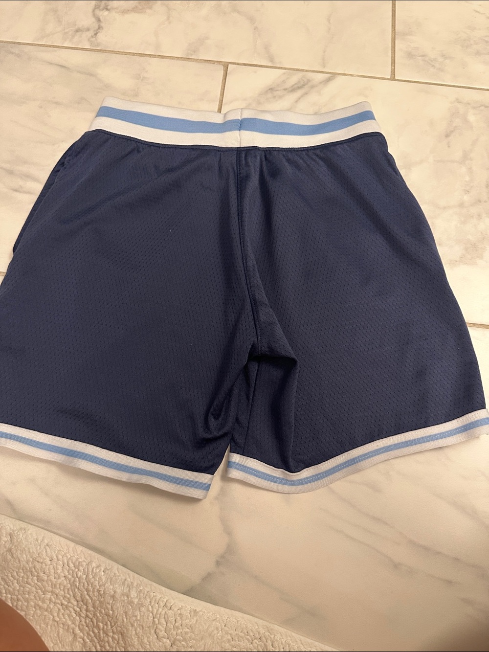 Navy Blue Athletic Mesh Shorts with Light Blue Trim Goat brand youth large - Picture 2 of 4
